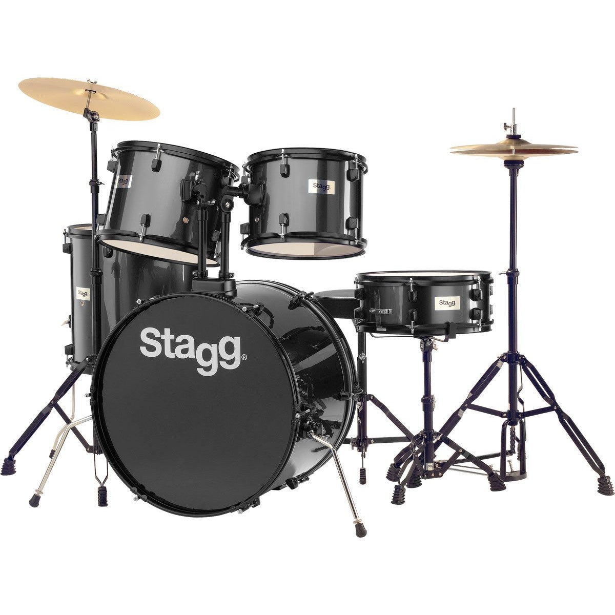 Stagg TIM122B BK vijfdelig drumstel incl. hardware en bekkens