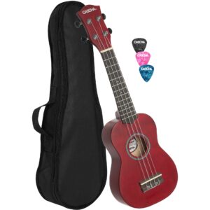 Cascha HH 3961 sopraan ukelele rood met tas en plectra