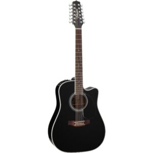 Takamine EF381SC Gloss Black elektrisch-akoestische 12-snarige westerngitaar met koffer