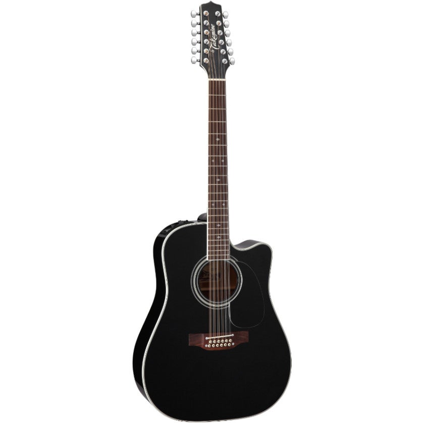 Takamine EF381SC Gloss Black elektrisch-akoestische 12-snarige westerngitaar met koffer