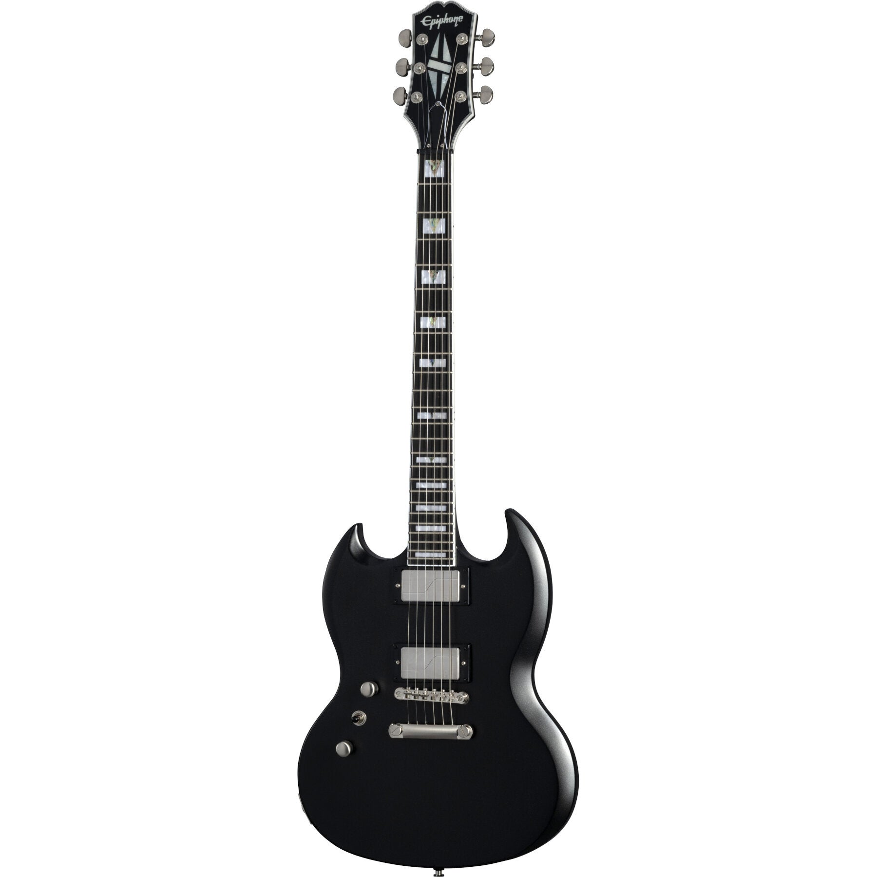 Epiphone SG Prophecy Left-Handed Aged Jet Black Metallic linkshandige elektrische gitaar met premium gigbag