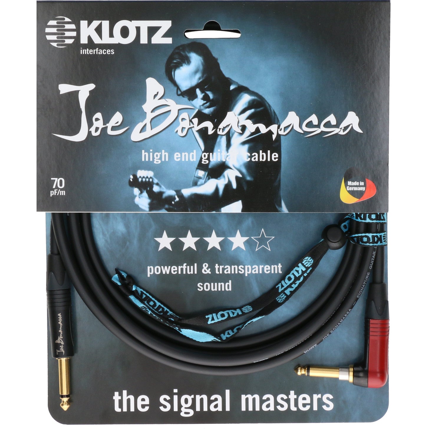 Klotz JBNRSP060 Joe Bonamassa gitaarkabel met SilentPlug 6 meter recht - haaks
