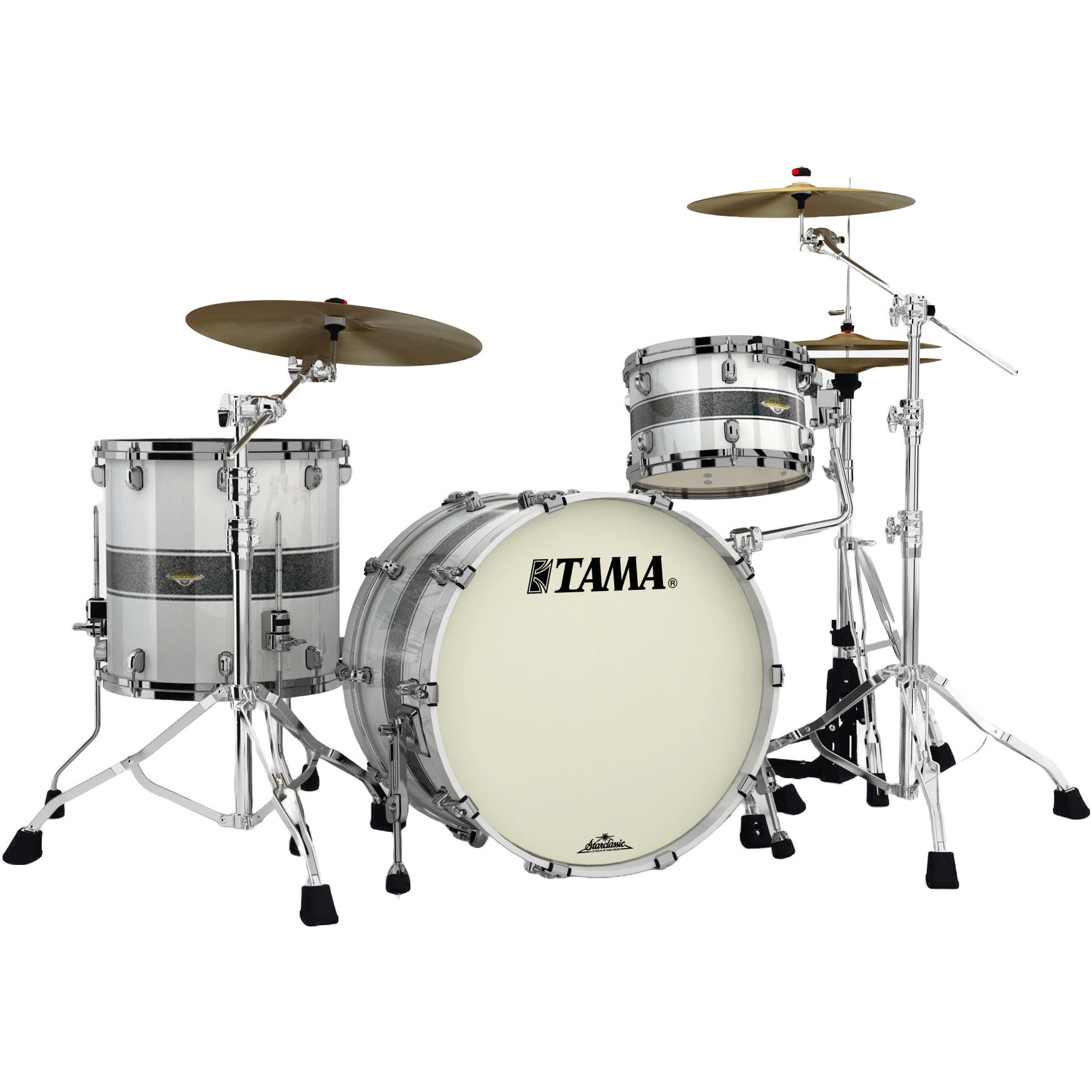 Tama MA32CZBNS-SSR Starclassic Maple Silver Snow Racing Stripe 3d. shellset black nickel hardware