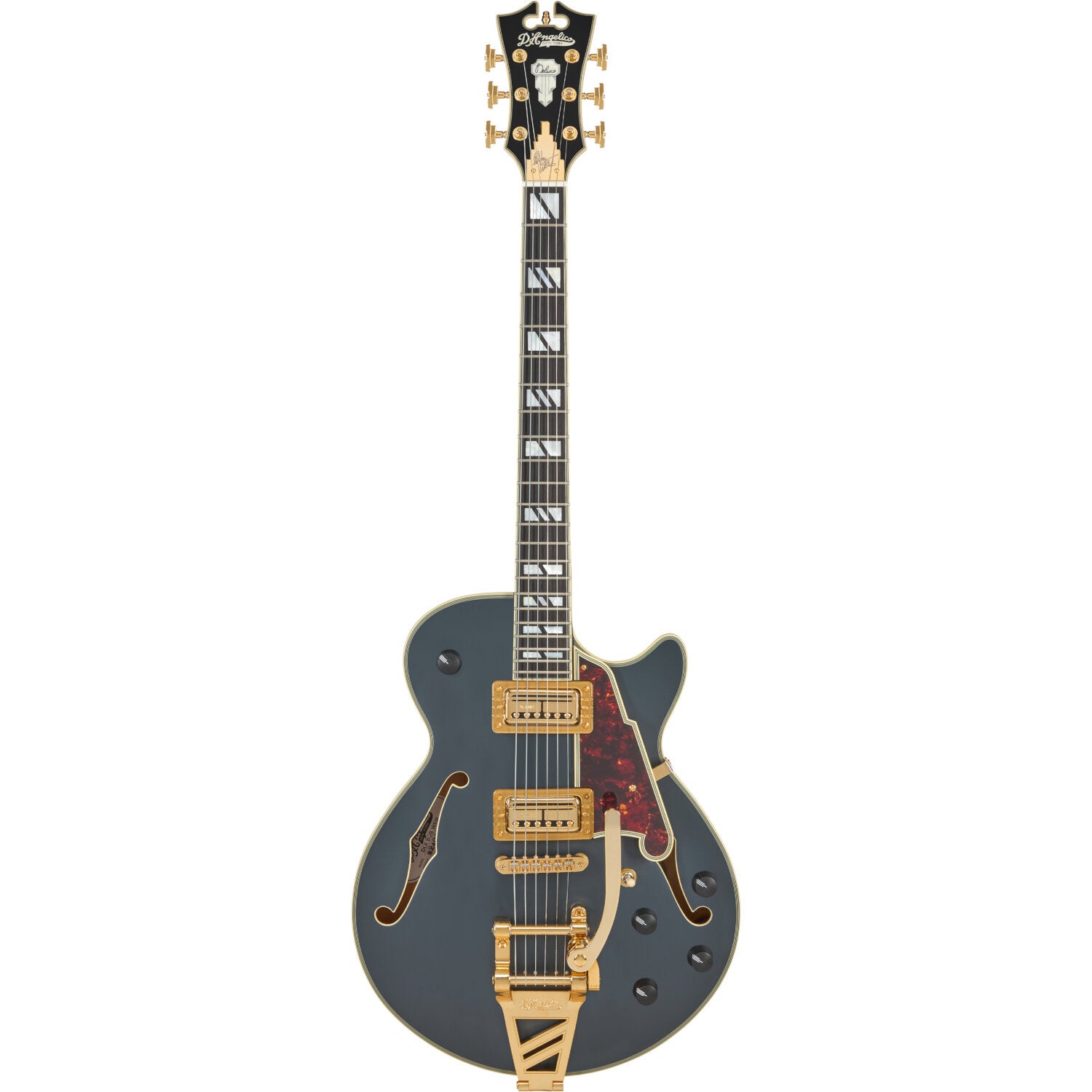 D'Angelico Deluxe Bobby Weir 3 Matte Stone signature semi-akoestische gitaar met hardshell koffer