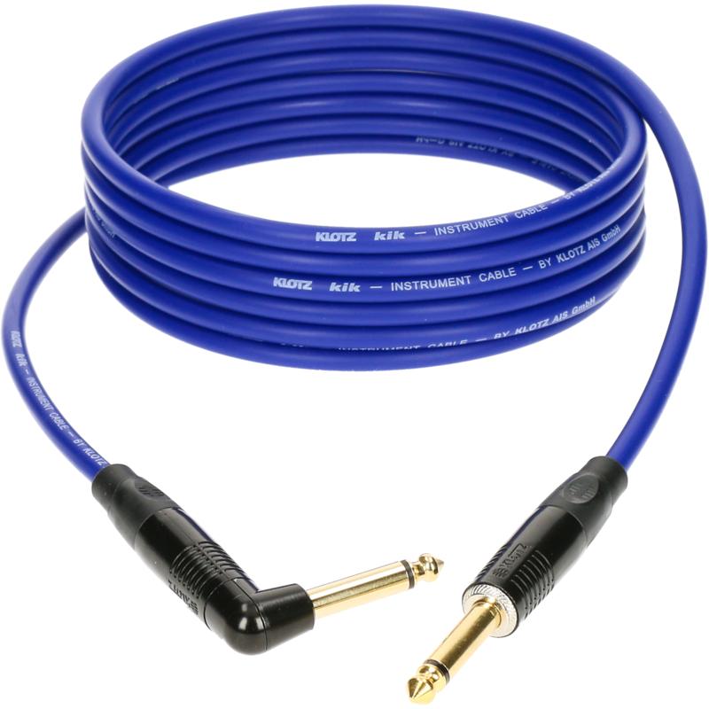 Klotz KIKKG9.0PRBL instrumentkabel TS 6.3mm jack recht-haaks blauw 9m