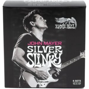 Ernie Ball 3817 John Mayer Signature Silver Slinky 6-Pack snarenset voor elektrische gitaar (10.5 - 47)