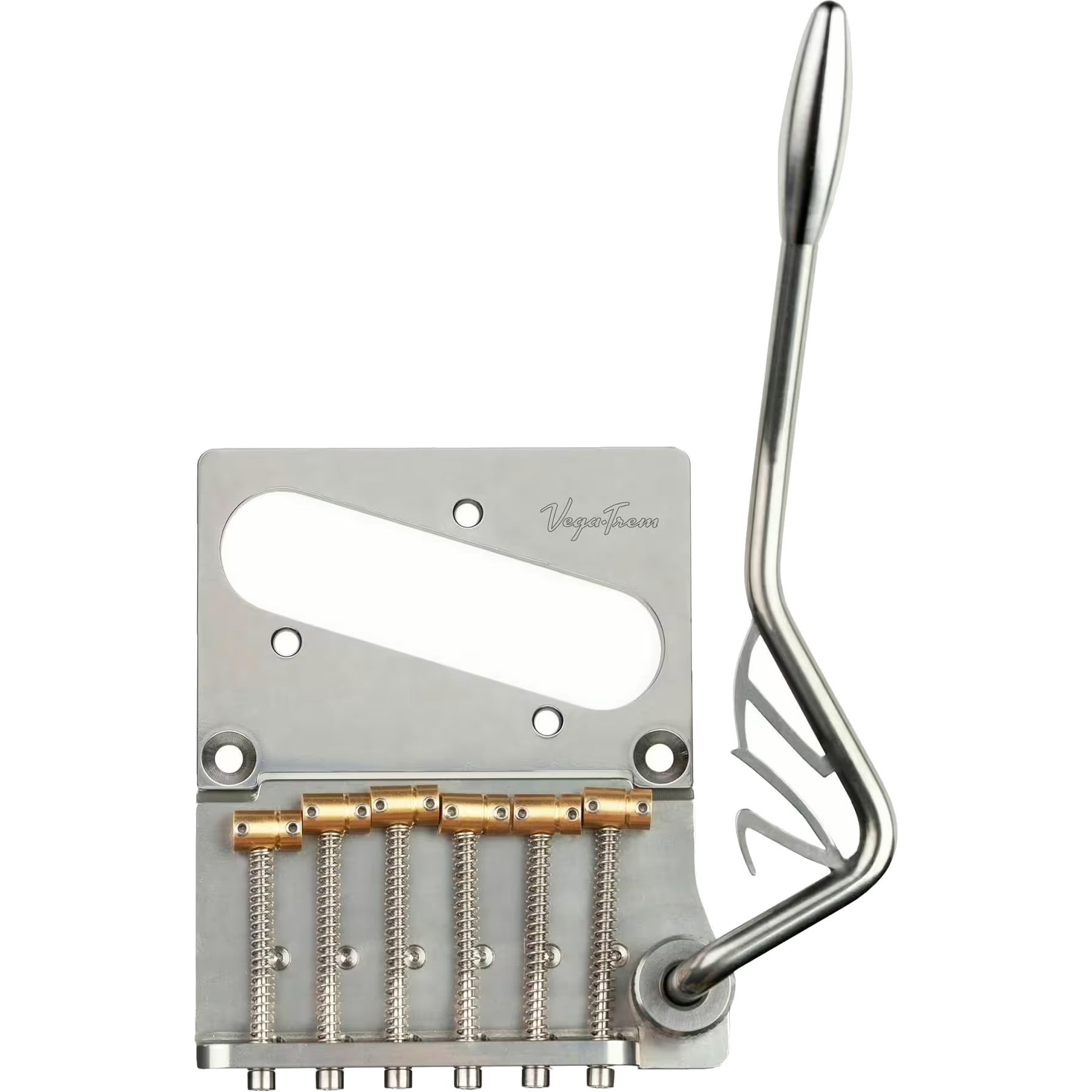 VegaTrem VT2 Teletrem Classic Stainless Steel brug voor elektrische gitaar met VegaTrem logo