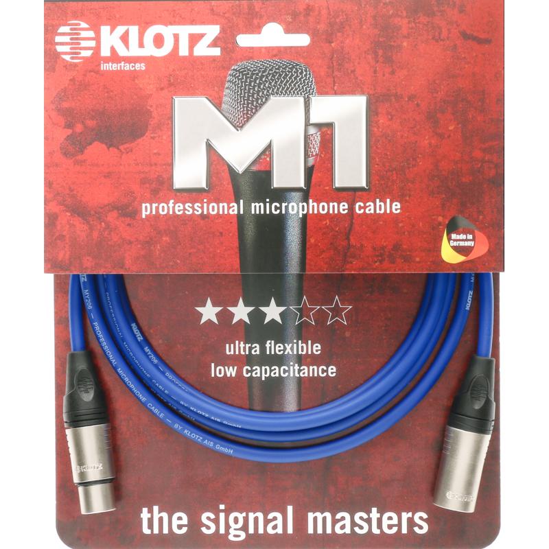 Klotz M1 K BL microfoonkabel 3p XLR F/M blauw 2 meter