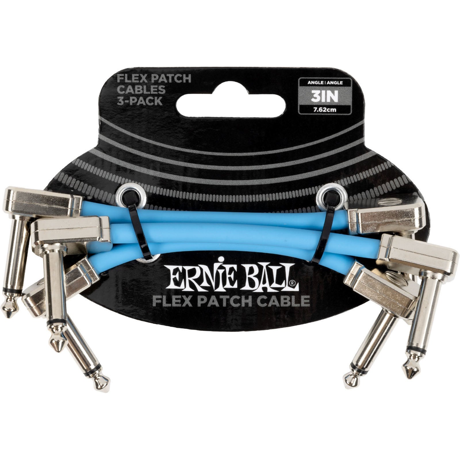 Ernie Ball 6459 Flex Patch Blue 3-Pack patchkabels 7,5 cm (set van 3)