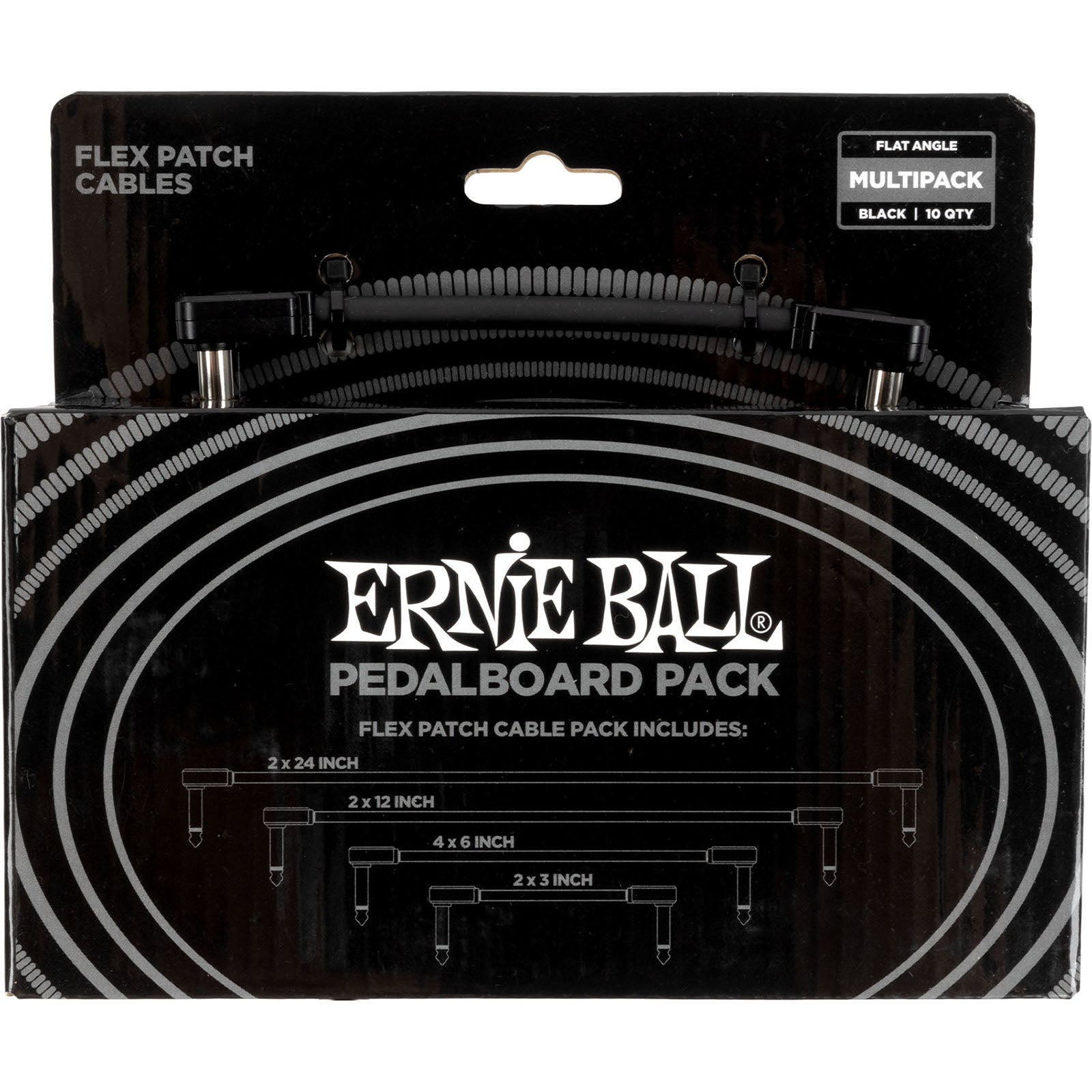 Ernie Ball 6462 Flex Patch Black Multipack patchkabels (set van 10)