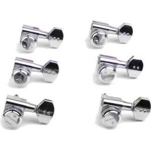 Graph Tech PRL-9721-C0 Ratio Electric Staggered Posts locking 6-in-line met contemporary mini buttons chrome