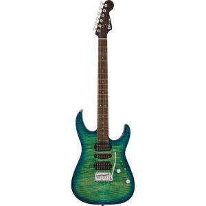 Charvel MJ Series DK24 HSH 2PT W Flame Maple Caribbean Burst elektrische gitaar met hardshell gigbag