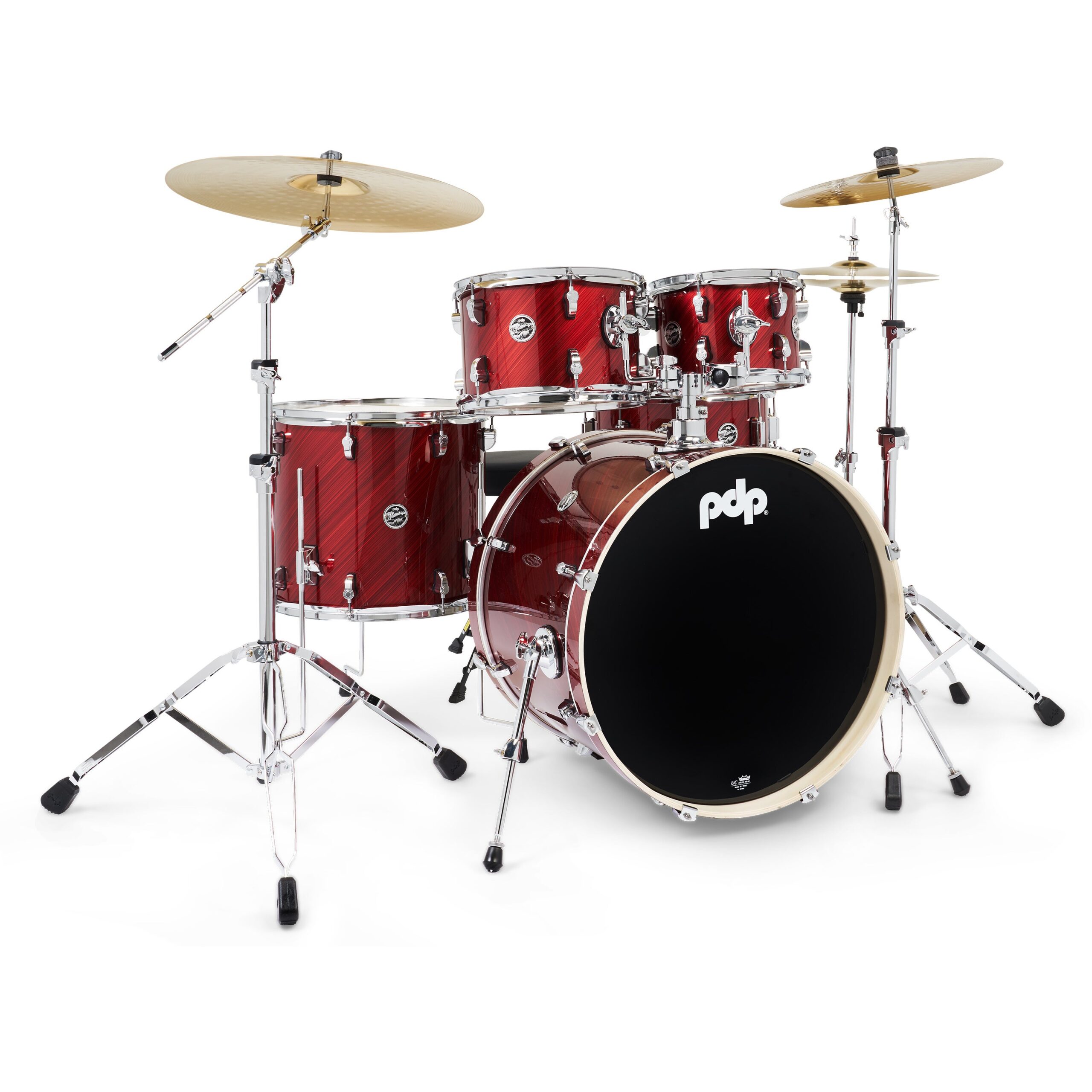 PDP Drums PDMA2215KTTC Mainstage Twisted Cherry 5d. drumstel met bekkens en hardware