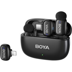Boya MINI-12 2.4 GHz Ultra-Mini draadloze microfoon 2TX+2RX, zwart