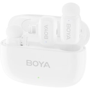 Boya MINI-13 2.4 GHz Ultra-Mini draadloze microfoon 2TX+2RX, wit