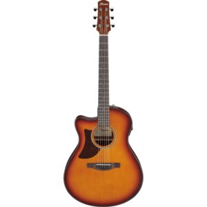 Ibanez AAM50LCE Open Pore Light Brown Sunburst linkshandige elektrisch-akoestische westerngitaar