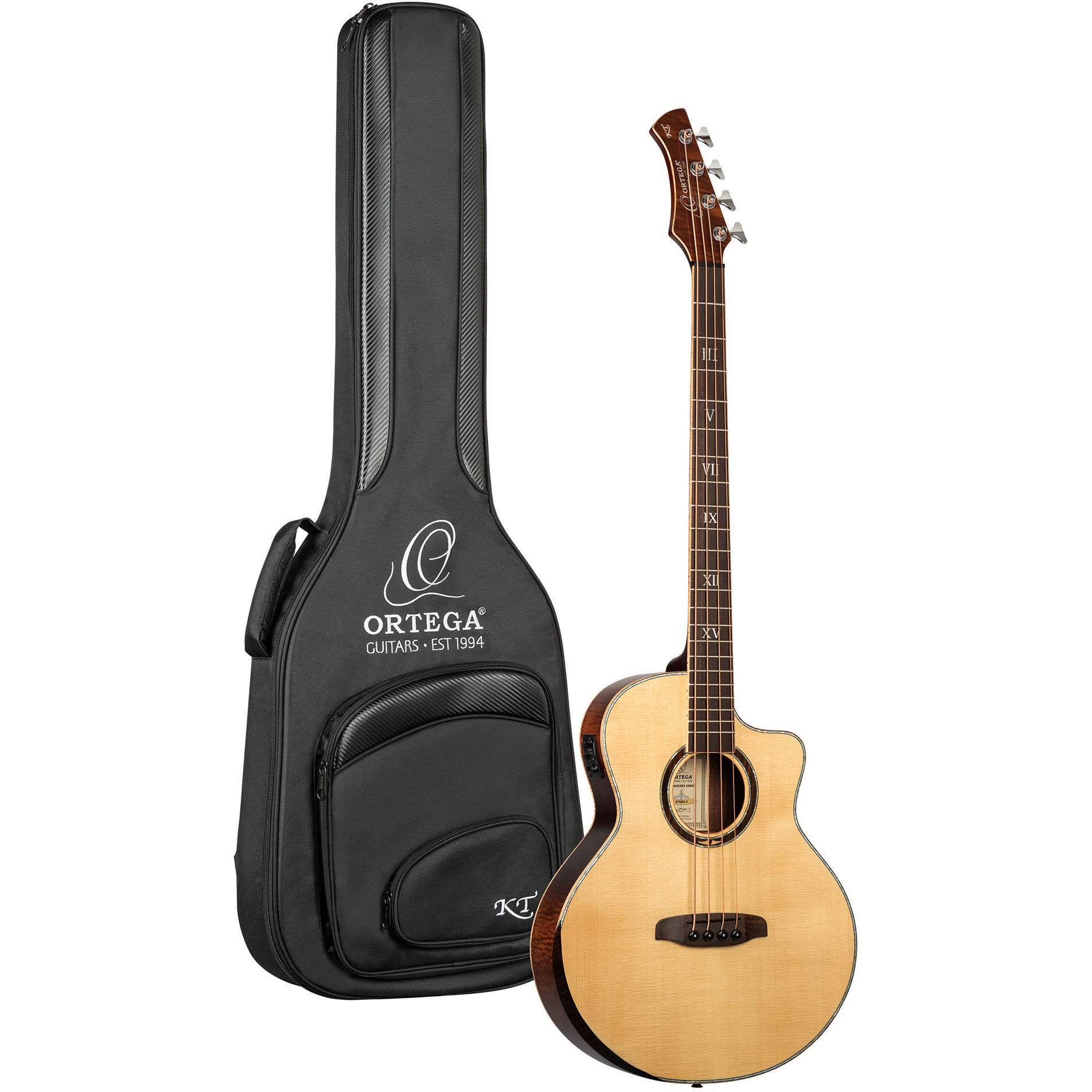 Ortega Signature Series KTSM2-4 elektrisch-akoestische basgitaar met gigbag