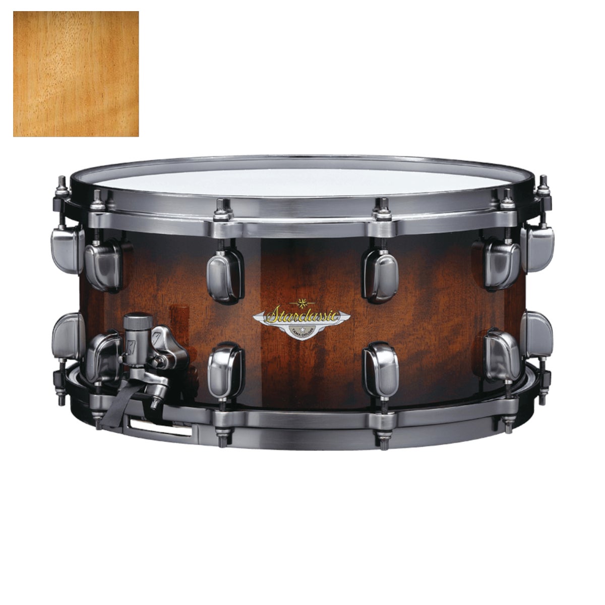 Tama MES1455B-VGLM Starclassic Maple Gloss Natural Movingui 14 x 5.5 inch snaredrum (zwart vernikkeld)