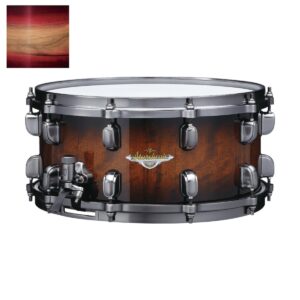 Tama MES148B-LRWB Starclassic Maple Ruby Pacific Walnut Burst 14 x 8 inch snaredrum (zwart vernikkeld)