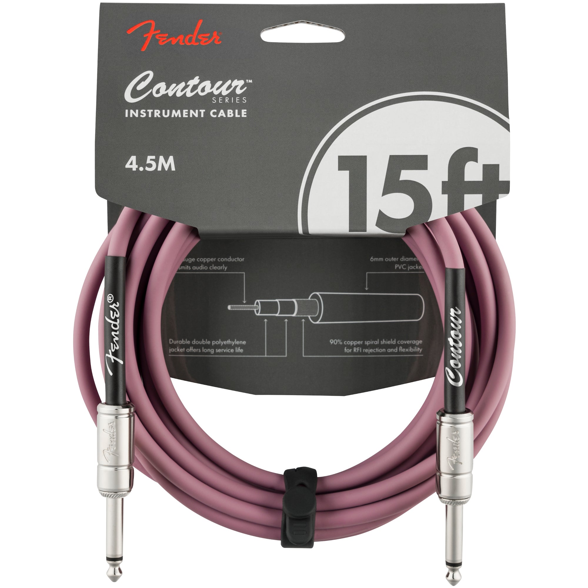 Fender Contour 15 ft Burgundy Mist instrumentkabel 4,5 meter
