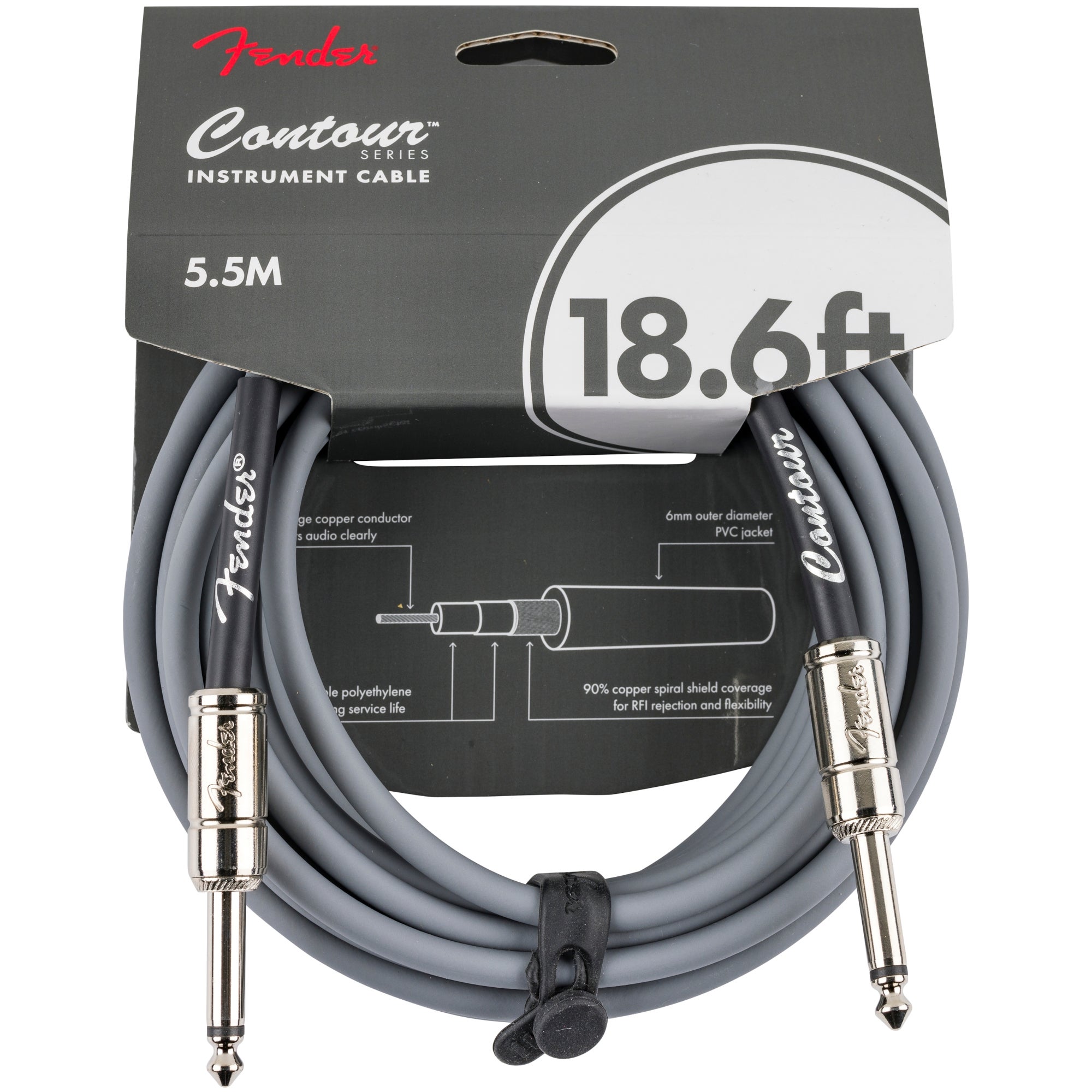 Fender Contour 18.6 ft Inca Silver instrumentkabel 5,5 meter