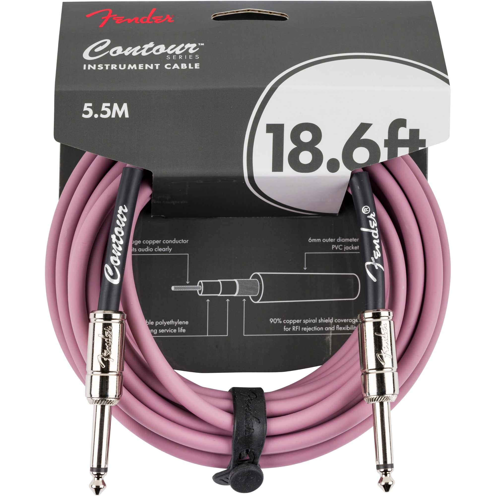 Fender Contour 18.6 ft Burgundy Mist instrumentkabel 5,5 meter
