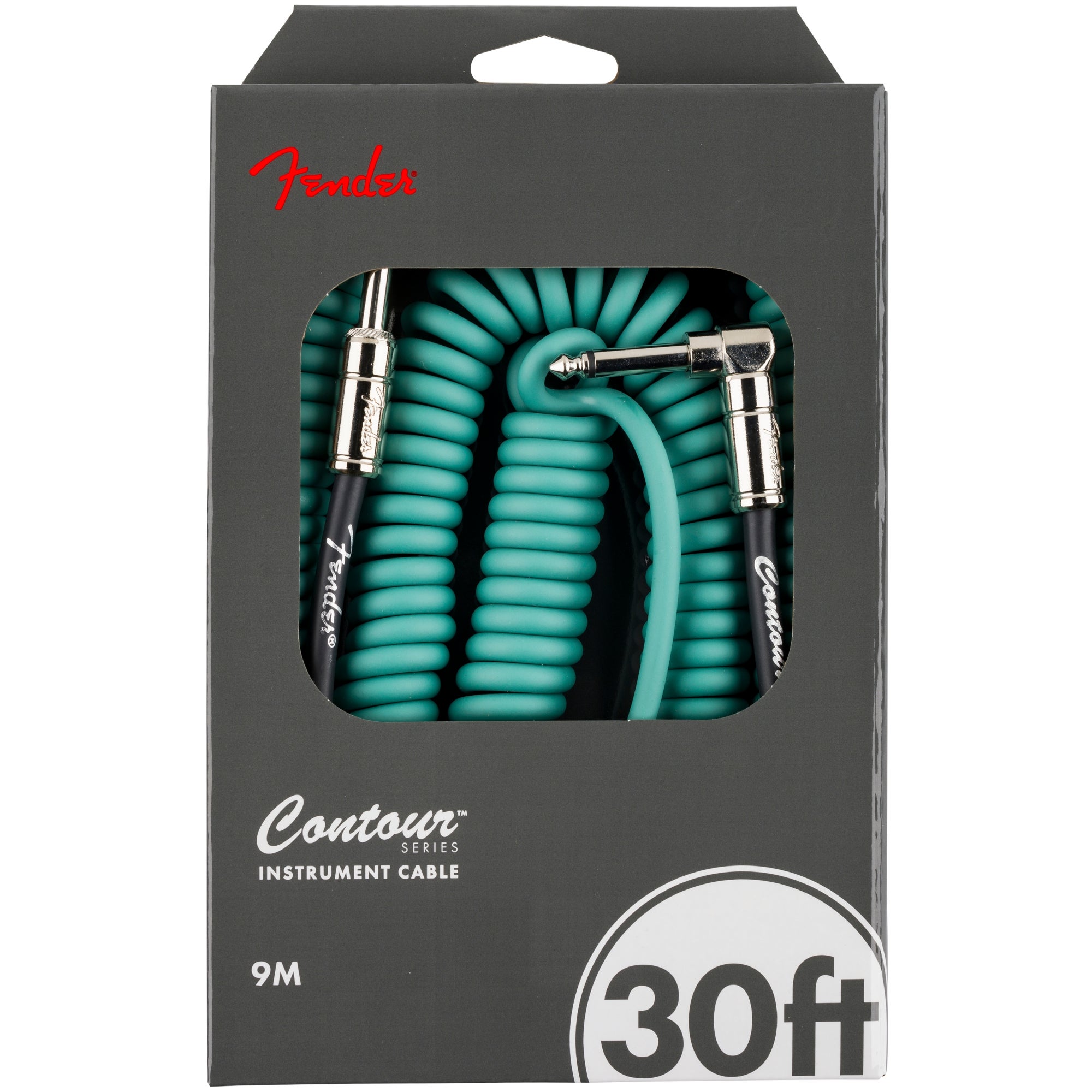 Fender Contour 30 ft Coiled Sherwood Green instrumentkabel 9 meter