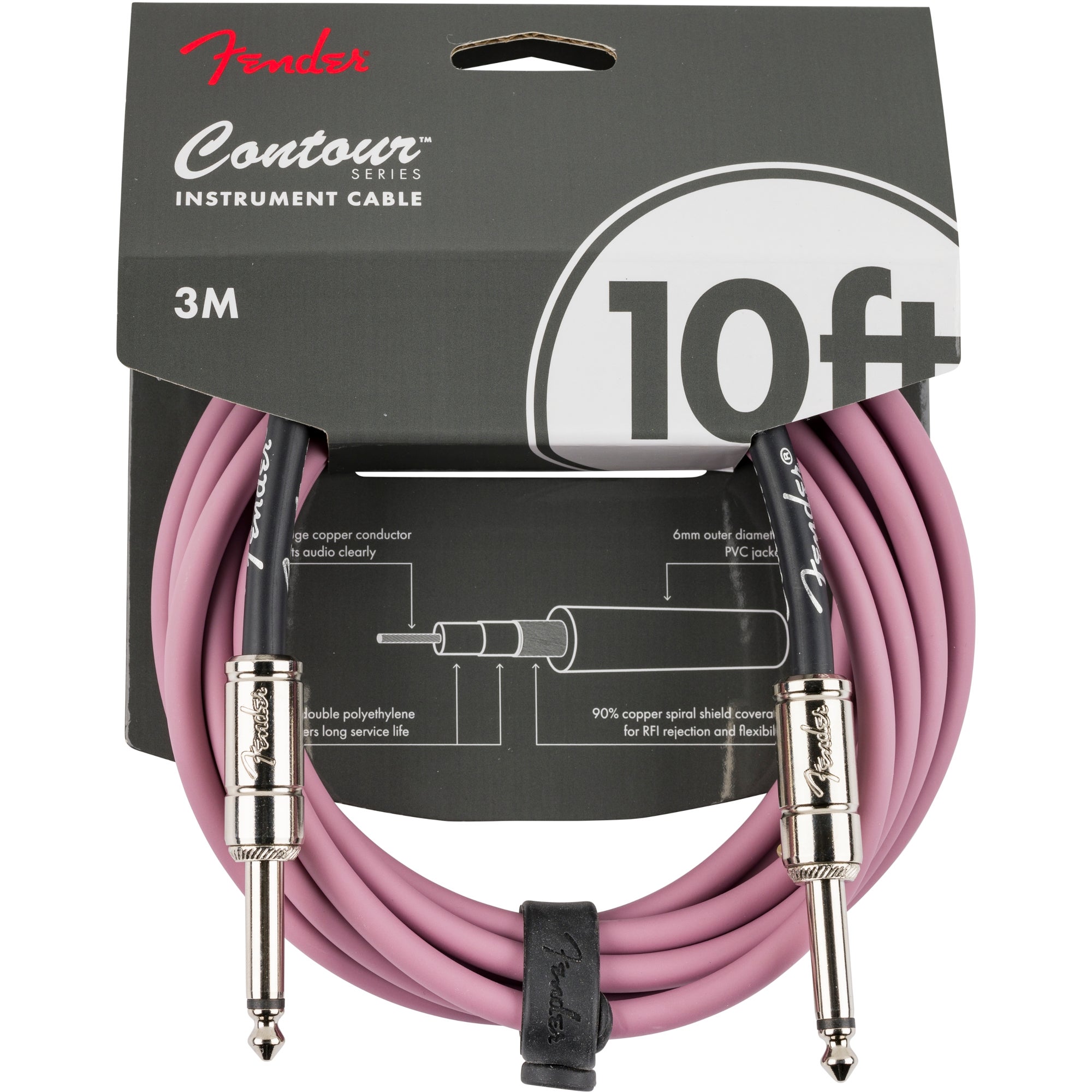 Fender Contour 10 ft Burgundy Mist instrumentkabel 3 meter