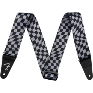 Fender Wavy Checkerboard Polyester Strap Gray gitaarband
