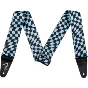 Fender Wavy Checkerboard Polyester Strap Blue gitaarband