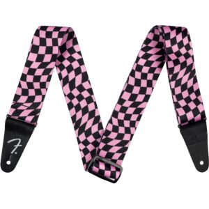 Fender Wavy Checkerboard Polyester Strap Pink gitaarband