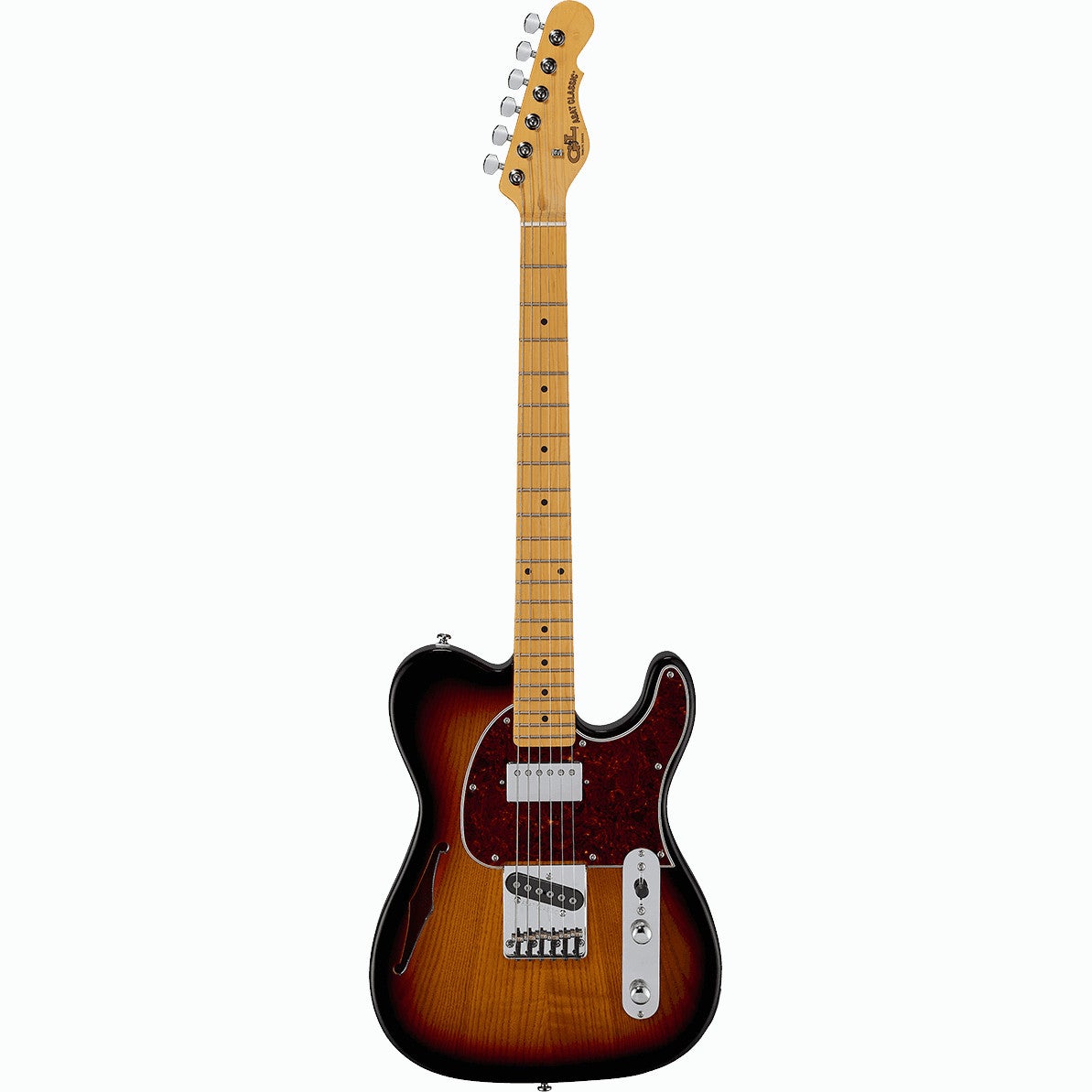 G&L Tribute ASAT Classic Bluesboy Semi-Hollow 3-Tone Sunburst MN elektrische gitaar