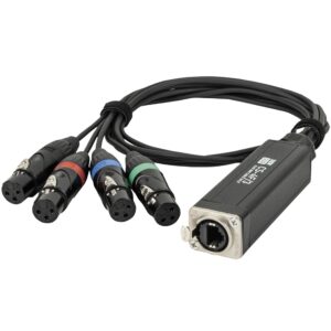 Showgear CS-4 F/3 4-kanaals 3p DMX (female) splitter via RJ45