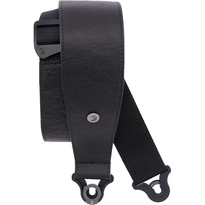 D'Addario 30BAL00 Comfort Leather Auto Lock Guitar Strap Black gitaarband