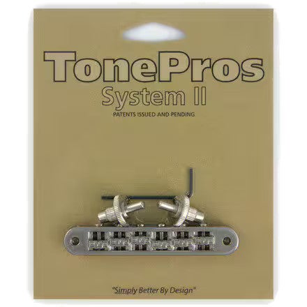 TonePros TP6R Nickel USA Locking TOM Style Bridge met roller saddles
