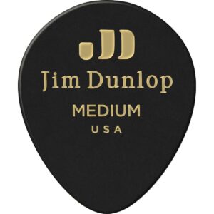 Dunlop 485P03MD Celluloid Teardrop Black Pick Medium plectrumset (12 stuks)