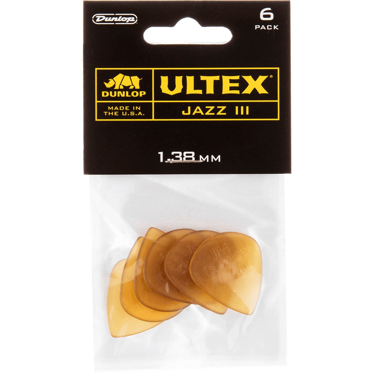 Dunlop 427P138 Ultex Jazz III Pick 1,38 mm plectrumset (6 stuks)