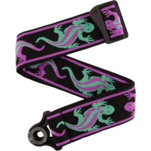 D'Addario Auto Lock Woven Nylon Guitar Strap Green / Purple Lizards gitaarband