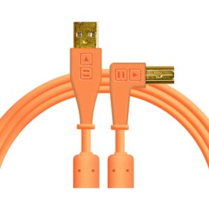 Chroma Cables USB-A To USB-B 1.5m Neon Orange Angled