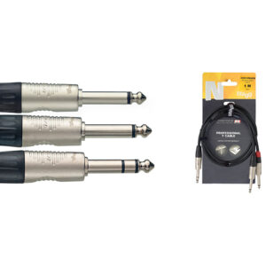 Stagg NYC1-PS2PR Y-kabel Jack M Stereo Naar 2x Jack M Mono 1m