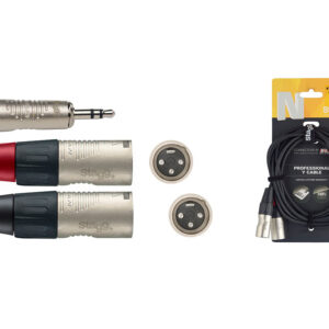 Stagg NYC3-MPS2XMR Y-kabel Deluxe 3,5mm Jack M Naar XLR M 3m