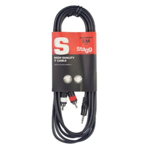 Stagg SYC3-MPS2CM E Y-kabel 3,5mm Jack M Naar RCA M 3m