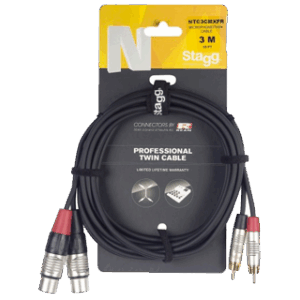 Stagg NTC3CMXFR Adapterkabel Deluxe RCA M Naar XLR F 3m