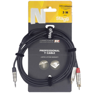 Stagg NYC3/MPS2CMR Mini-jack Naar RCA Kabel
