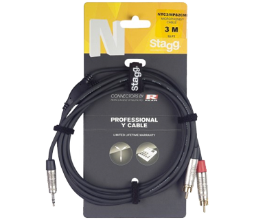 Stagg NYC3/MPS2CMR Mini-jack Naar RCA Kabel