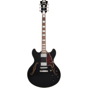 D'Angelico Premier DC Solid Black semi-akoestische gitaar