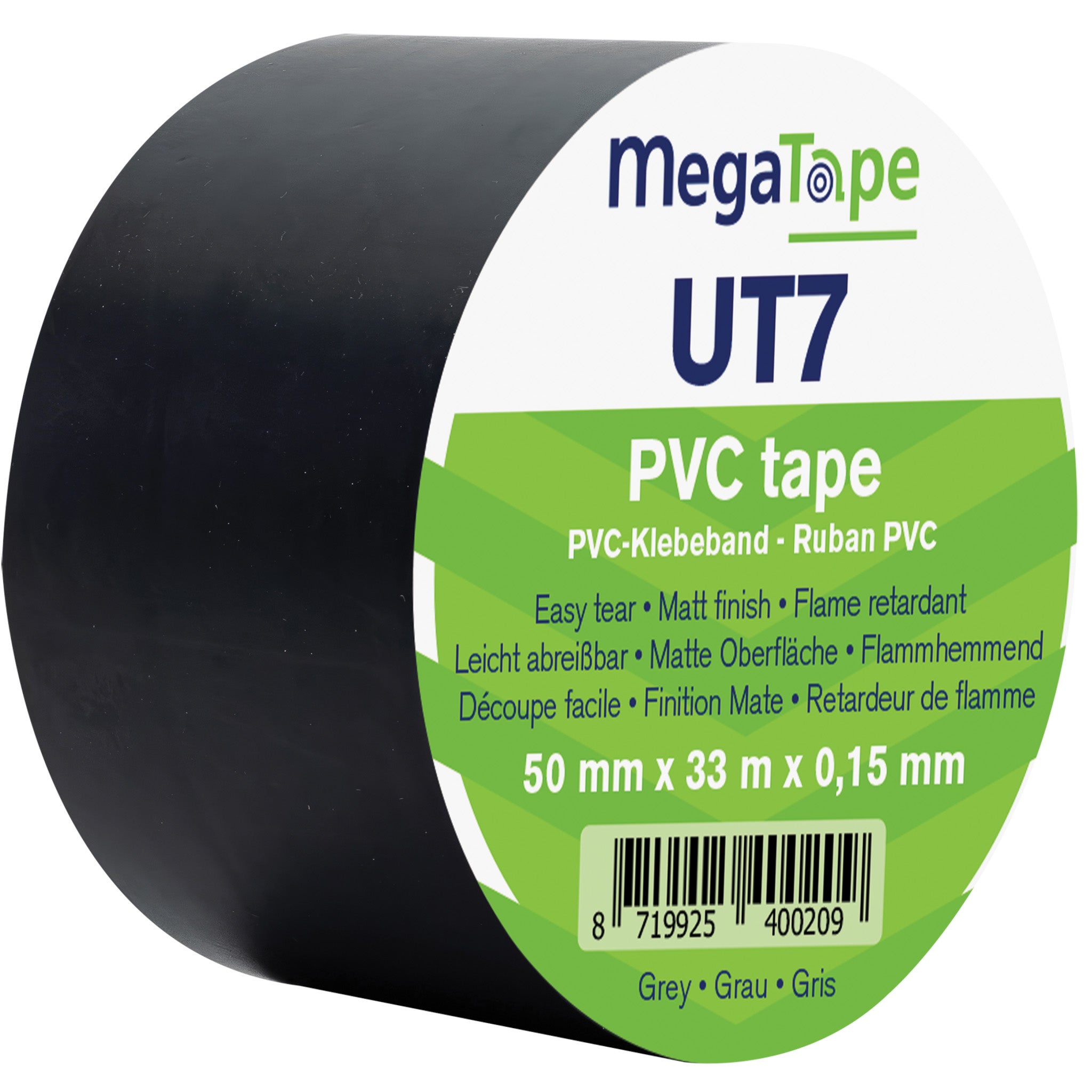 Showgear MegaTape UT7 PVC tape 50 mm x 33 m, zwart