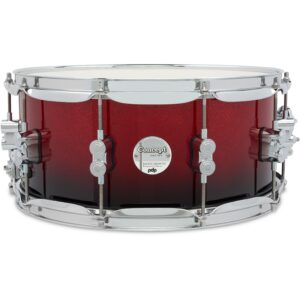 PDP Drums Concept Maple Red to Black Fade Lacquer 14 x 6.5 inch snaredrum