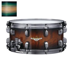 Tama MES136B-LEWB Starclassic Maple Emerald Pacific Walnut Burst 13 x 6 snaredrum (zwart vernikkeld)