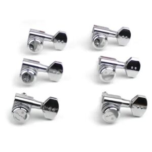 Graph Tech PRL 8721 C0 Ratio Electric Locking Machine Heads mini hedendaagse knop, 6-in-line, baszijde, links, chroom